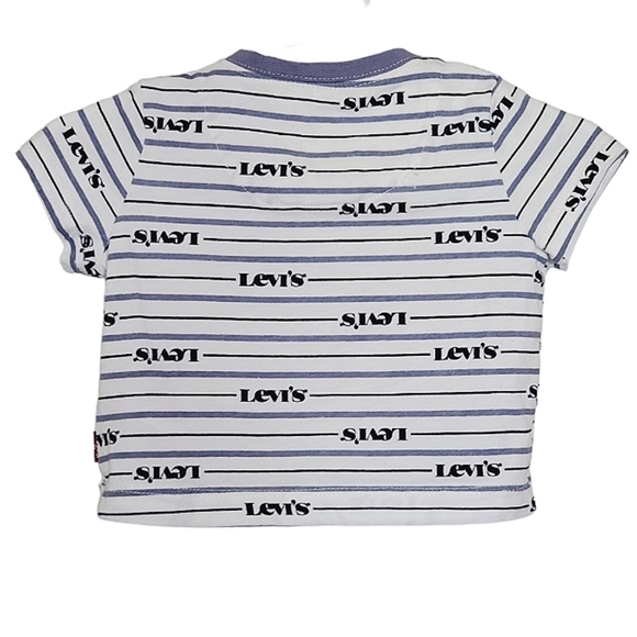 🟢K1295 * Levi's Boys Repeating Logo Tee Blue White Size 3M - Picture 3 of 6